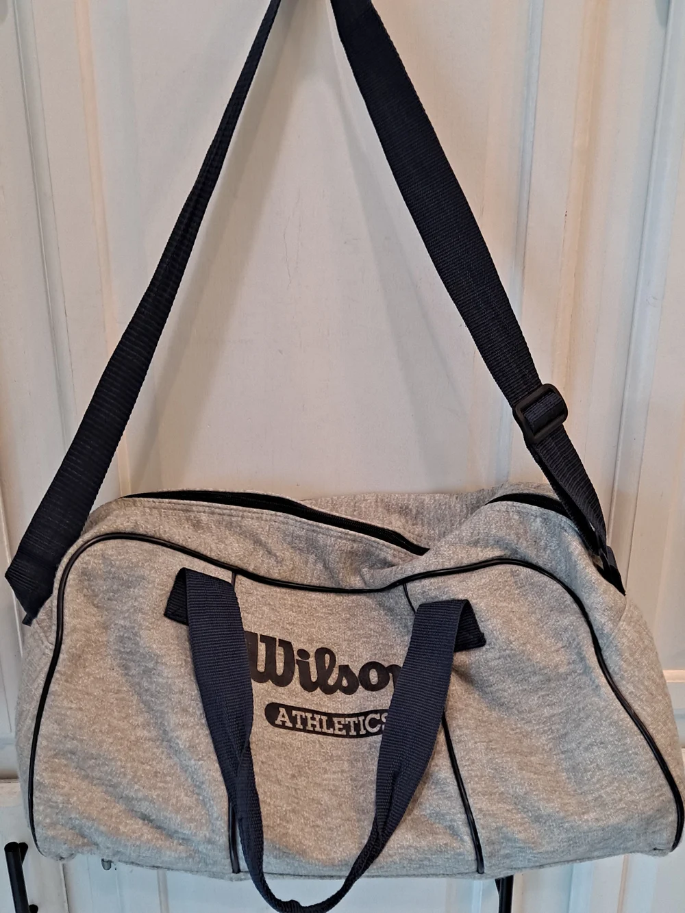 Wilson Athletics Vintage Heather Gray Duffle Bag Sweat Shirt Fabric Gym Travel